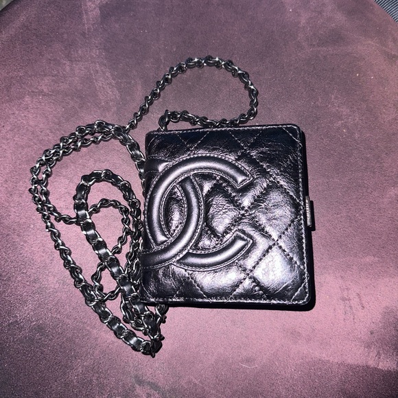 Set of 2! Unbranded Leather 47” Chain crossbody- Black-Silver & Black Gunmetal - Picture 6 of 7